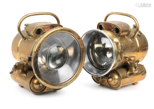 A pair of Lucas 'Duplex' No.784 self-generating headlamps, Registered Design 1906,