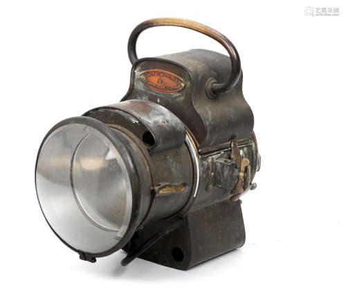 A Salsbury-Flare acetylene headlamp, Registered Design 1898,