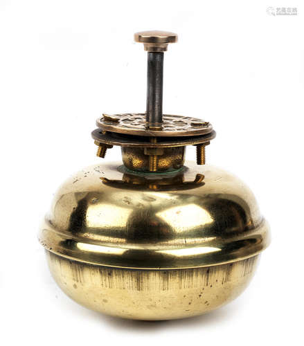 A Clarion floor-mounting brass two-tone warning bell, American,