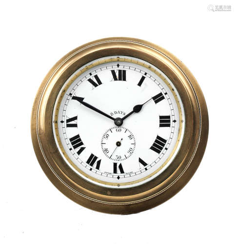 An eight day car clock, Swiss made, Edwardian,