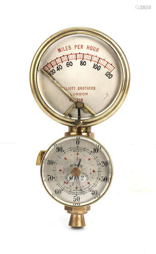 A rare Elliott double speedometer/odometer for Rolls-Royce Silver Ghost,