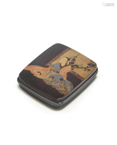 A Black-and-Gold Lacquer Kogo (Incense Box) and cover  Edo period (1615-1868), late 18th/early 19th century