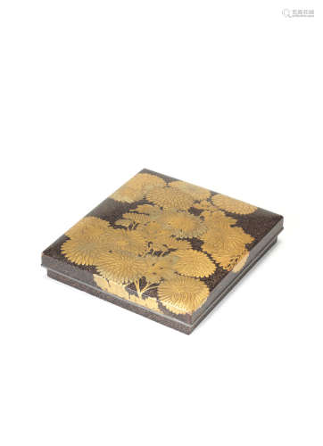 A gold-lacquer suzuribako (writing box) and cover  Edo period (1615-1868), 19th century