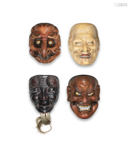 Four Masks for the Noh Drama  Edo period (1615-1868) to Showa era (1926-1989), 19th to 20th century