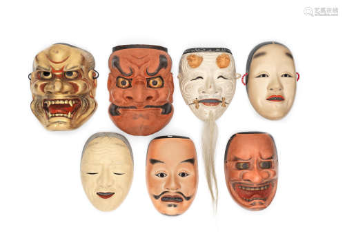 Seven Masks for the Noh Drama  Edo period (1615-1868 to Showa era (1926-1989), mid-19th to 20th century