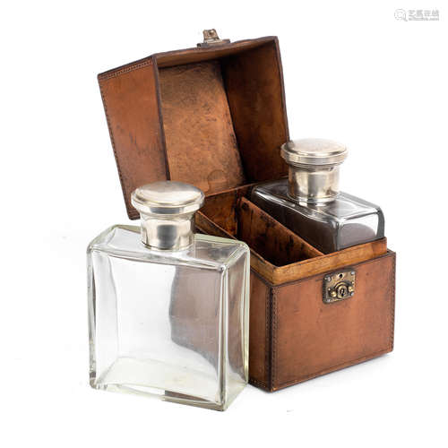 A Veteran leather-cased drinks set, circa 1900,