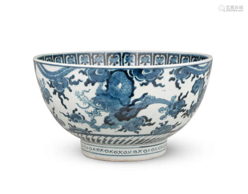 An Imari blue and white large deep bowl  Edo period (1615-1868), late 17th century