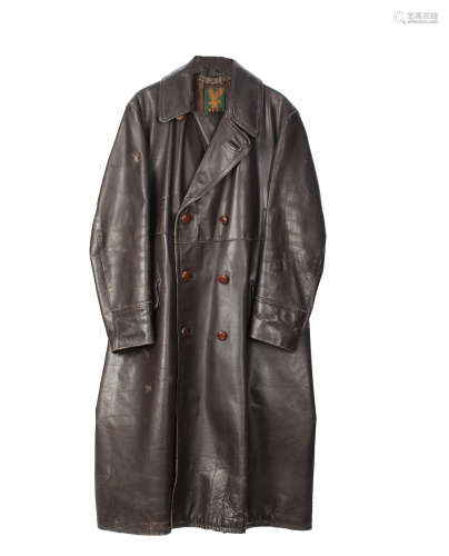 A gentleman's leather motorist's coat by H.A. Lederkleding,