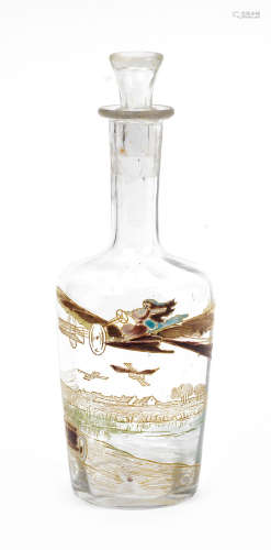 A decorated glass decanter, French, circa 1909,