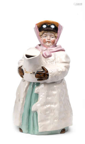 A 'Benzin' china motoring hot-chocolate jug by Carl Tielsch, German,