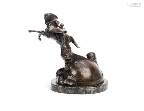 An aeronautical bronze deskpiece sculpture by Paul Moreau-Vauther, inspired by the 1908 