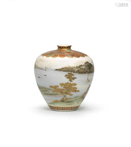 A small Satsuma ovoid vase  By Yabu Meizan (1853-1934), Meiji era (1868-1912), late 19th/early 20th century