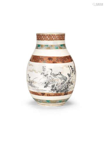 A Satsuma ovoid vase  By Taizan, Meiji era (1868-1912), late 19th/early 20th century