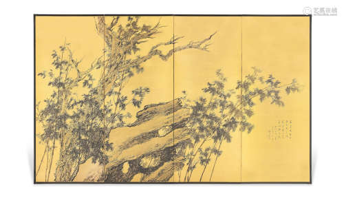 Matsubayashi Keigetsu (1876-1963) Bamboo and Rock  Showa era (1926-1989), May 1946