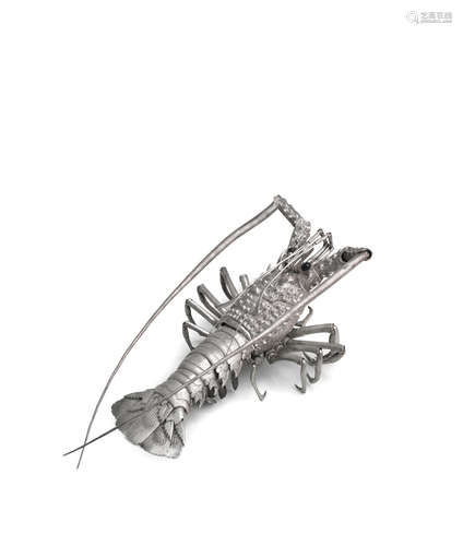 A silvered-metal articulated model of a lobster   By Takase Torakichi (Kozan, 1869-1934) of Kanazawa, Meiji (1868-1912) or Taisho (1912-1926) era, early 20th century