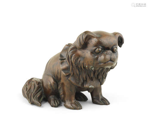 A Bronze okimono of a Chin dog   By Suzuki Chokichi (1848-1919), Meiji era (1868-1912), early 20th century