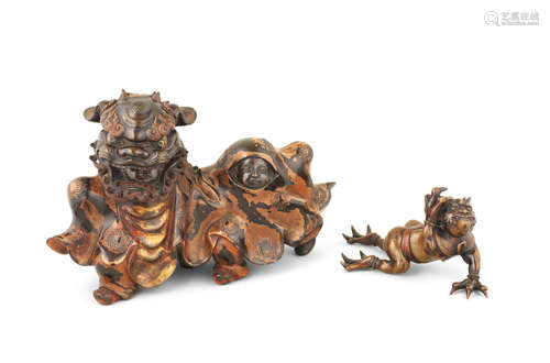 A Lacquered bronze group   Meiji era (1868-1912), late 19th/early 20th century