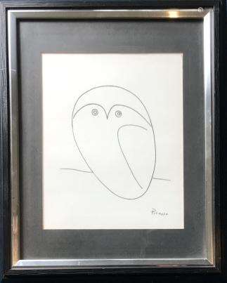 Framed Pablo Picasso Owl Lithograph