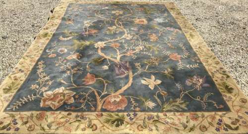 Hand Knotted Wool Tree & Floral Motif Carpet