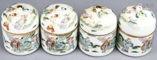 4 Chinese Porcelain Tea Caddies