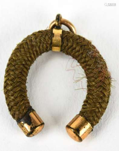 Antique 19th C Woven Hair Mourning Pendant