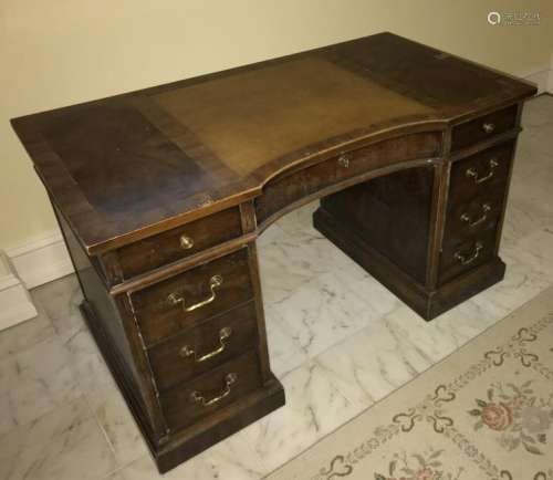 Antique English Style Leather Top Office Desk