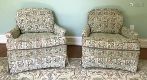 Pair of Vintage Custom Upholstered Armchairs