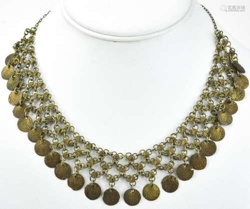 Silver Gypsy Faux Middle Eastern Coin Necklace