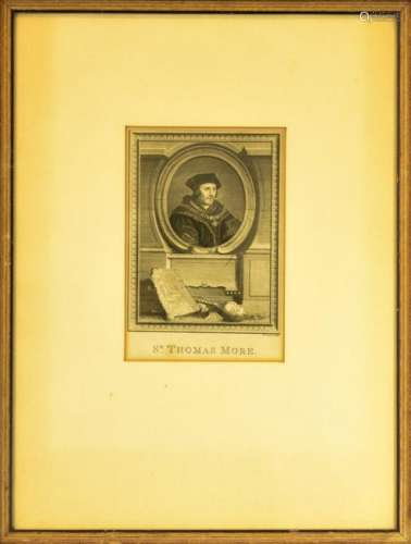 Antique 18th C Engraving Portrait of Thomas More