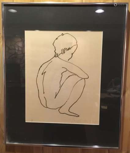 20th C Michel Russo Signed Lithograph of Boy