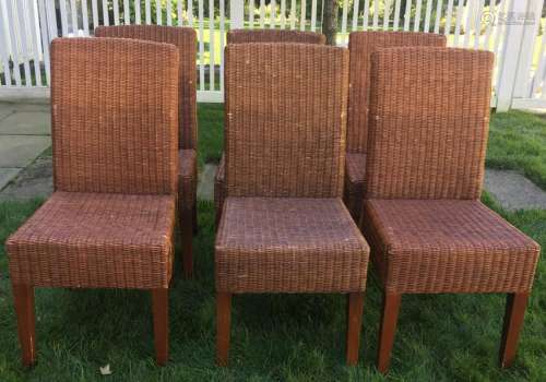 6 Parsons Style Wicker Side Chairs