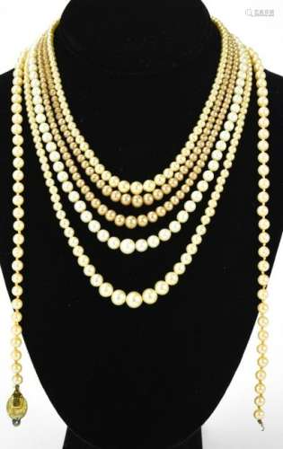 Collection of Vintage Faux Pearl Necklaces