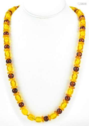 Vintage Acrylic Faux Amber Beaded Necklace