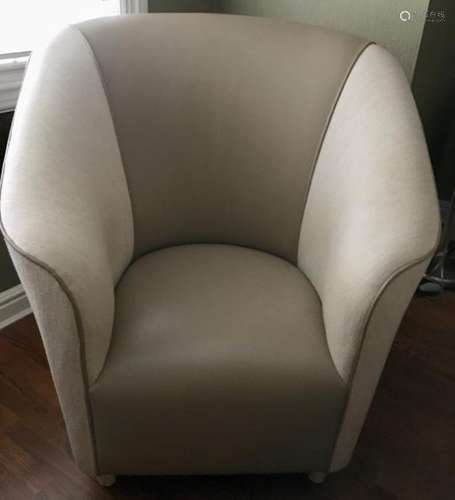 Contemporary Leather High Back Barrel Chair