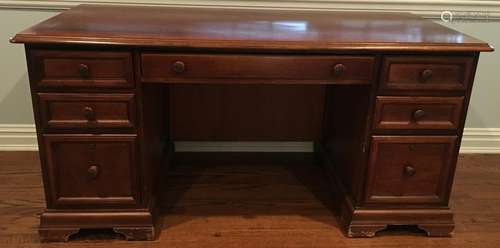 English Style Book-Matched Veneer Desk