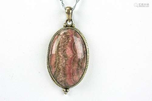 Large Sterling Silver & Agate Necklace Pendant