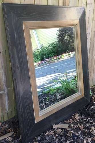 Contemporary Dark Stained Wood Mirror