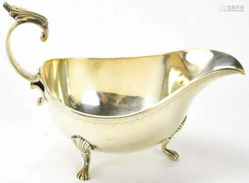 Antique Chased Sterling Silver Sauce or Gravy Boat