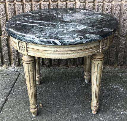 Louis XV Carved White Washed Marble Top Side Table