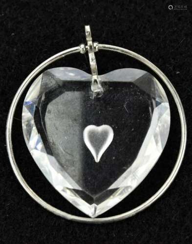 Vintage Sterling Crystal Intaglio Necklace Pendant