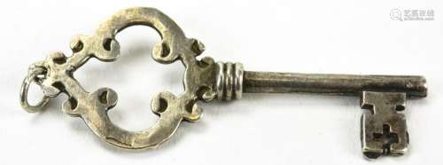 Vintage Sterling Skeleton Key Necklace Pendant