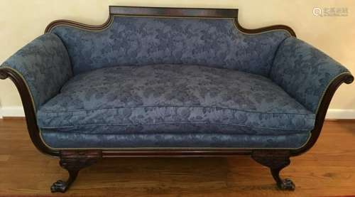 American Empire Style Paw Foot Settee