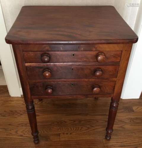 Antique Empire Style 3 Drawer Side Table