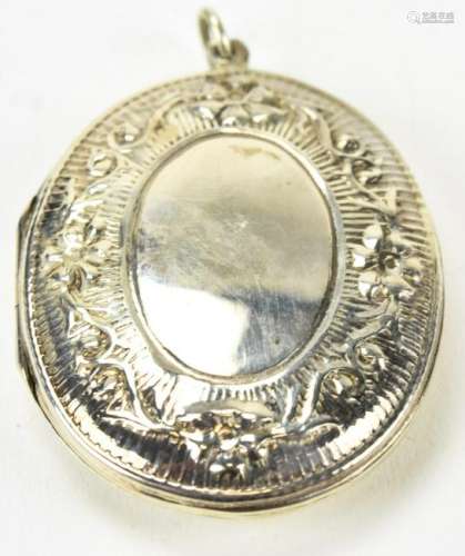 Antique Sterling Silver Locket Necklace Pendant