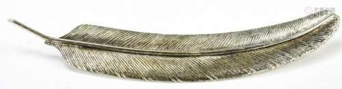 Vintage Sterling Silver Figural Feather Brooch