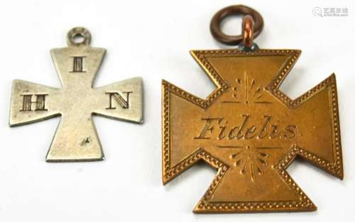 2 Antique 19th C Maltese Cross Pendants