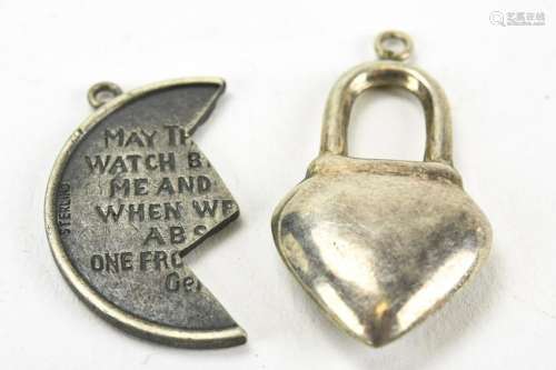 2 Vintage Sterling & Silver Heart Charms