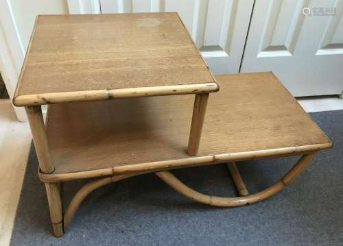 Bamboo & Rattan Two Tier End Table