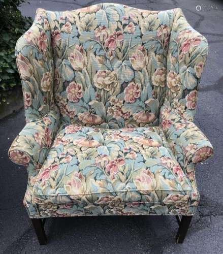 English Chippendale Tapestry Upholstered Arm Chair
