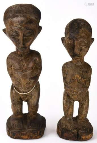 Pair African Hand Carved Tribal Fertility Statues